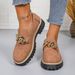 Cross-border Foreign Trade Large-size Women's Shoes, New Autumn Style, Metal Chain, Thick-soled, Fashionable, Versatile_vogvips.com