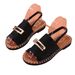 New European And American Style Flat Sandals For Women, Cross-border Fabric Elastic Band With Metal Decorations, Plus_vogvips.com
