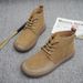 Euro Step British Style Martin Boots Men's New Winter Flat Casual Shoes Non-Slip Pointed Toe Cowhide Loafers_vogvips.com