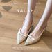 French-style Lace Hollow High-heeled Shoes For Women, With A Thin Heel, Pointed Toe, Closed-toe Design, New_vogvips.com