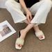 Women's Plus Size Sandals, New Summer Style, Korean Fashion, Rhinestone, Square Toe, Flat Sandals._vogvips.com