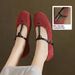 Cameido Women's Spring Retro T - Strap Mary Jane Flat Shoes_vogvips.com