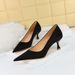1961-6 Korean Style Spring And Autumn Fashion Simple Versatile Heels Wine Glass High Heel Shallow Mouth Pointed Toe_vogvips.com
