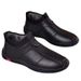 European Warm Series New Single Casual Leather With Fleece Lining, Warm High-top Soft Sole Dad Shoes, Simple Fashion Men's Cotton Shoes_vogvips.com