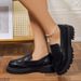 Loafer Shoes Women's New Small Leather Shoes Thick Sole Muffin Casual Round Head Black Thick Sole Single Shoes_vogvips.com