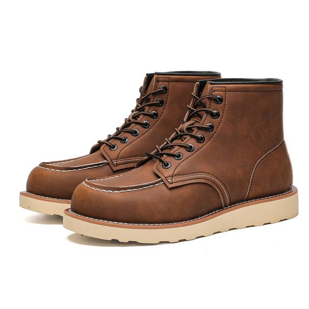 Martin Boots Men's Thick-soled Heightening Lace-up Locomotive Shoes Mountaineering Tooling Boots Waterproof And Non-slip Short Boots_vogvips.com