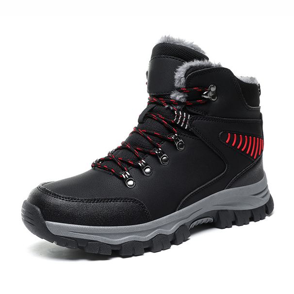 Men's Casual Shoes Winter Thermal Snow Boots With Fleece Lining, Non-Slip Rubber Sole, High-Top Outdoor Hiking Shoes For Extreme Cold Weather_vogvips.com