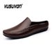 Summer Men Casual Loafers Fashion Breathable Genuine Leather Slippers Outdoor Light Mules Cool Half Shoes Italian Design_vogvips.com
