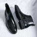 Men's Stylish Chelsea Boots With Distressed Finish - High Top Lace-Up Leather Boots For Outdoor & Casual Wear (Sizes 38-46, Black/Brown)_vogvips.com