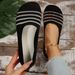 New Plus Size Women's Flying Woven Single Shoes For Women 2025 New Mesh Breathable Round Toe Flat Bottom One Foot Lazy_vogvips.com