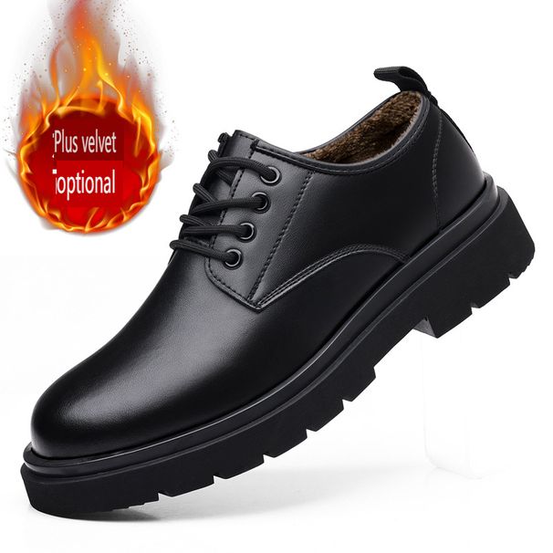 Men's Low-top British Style Chunky Casual Leather Shoes For Wedding And Office Wear_vogvips.com