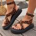 New High Sense Platform Women's Shoes Leopard Print Cross Toe Sandals_vogvips.com