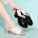Manufacturer Wholesale , High-heeled Slippers, Women's Chunky Heel Summer New Fashion Versatile Open-toe Slip-on_vogvips.com
