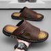 QZHSMY Summer Breathable Leather Shoes Man Outdoor Men Antiskid Beach Sandals Casual Sneakers_vogvips.com
