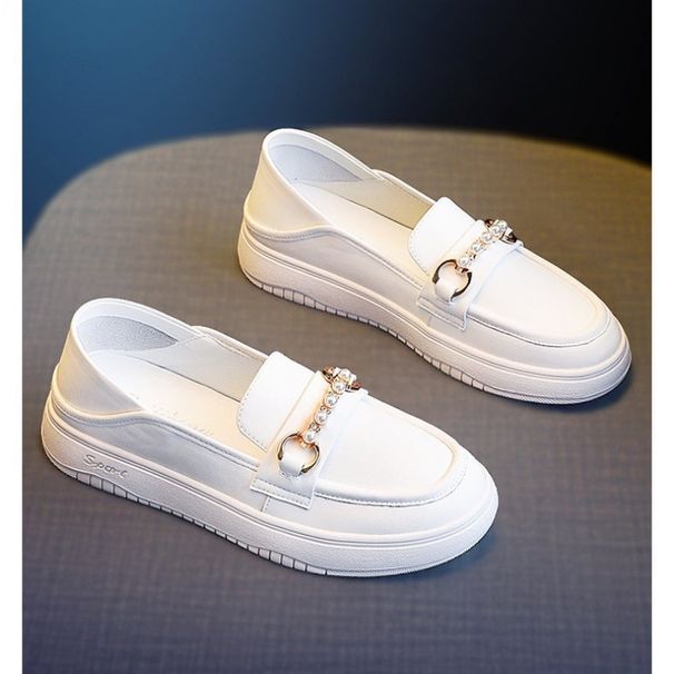 2025 New Women's White Loafers Summer Slip-On Soft Sole Non-Slip Versatile Casual Shoes For Women_vogvips.com