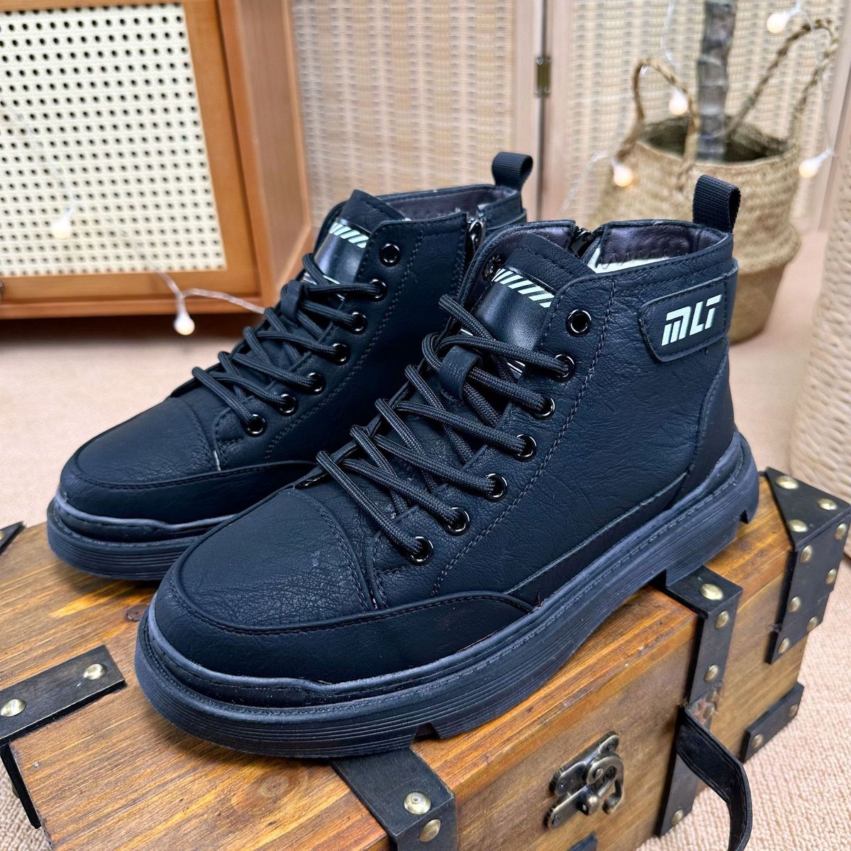 European Warm Series Winter New Korean Style Martin Boots With Fleece Lining, Thickened For Warmth, Non-Slip High-Top Versatile Trendy Men's_vogvips.com