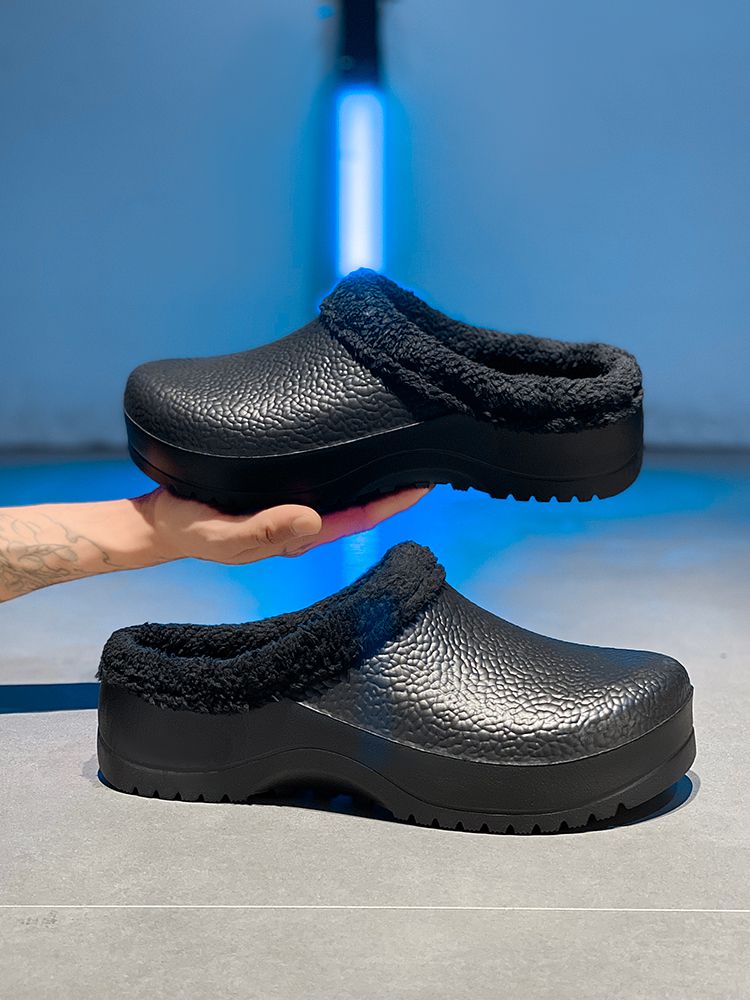 Fashion Winter Men's Cotton Waterproof Indoor Outdoor Shoes Men Bedroom Home Plush Warm Slippers_vogvips.com