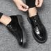 TerraStride Summer Men's Suit Korean Style Trendy British Casual Youth Business Formal Versatile Black Leather Shoes_vogvips.com