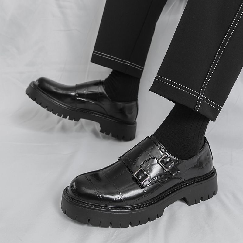 Thick-Soled 2025 Spring And Autumn New Men's Horsebit Slip-On Loafers Large Leather Shoes_vogvips.com