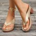 Caual Silver Pu Strap Flip Flop Vintage Round Toe High Heel Slip On Sandal Women 2025 Summer Elegant Shoe For_vogvips.com