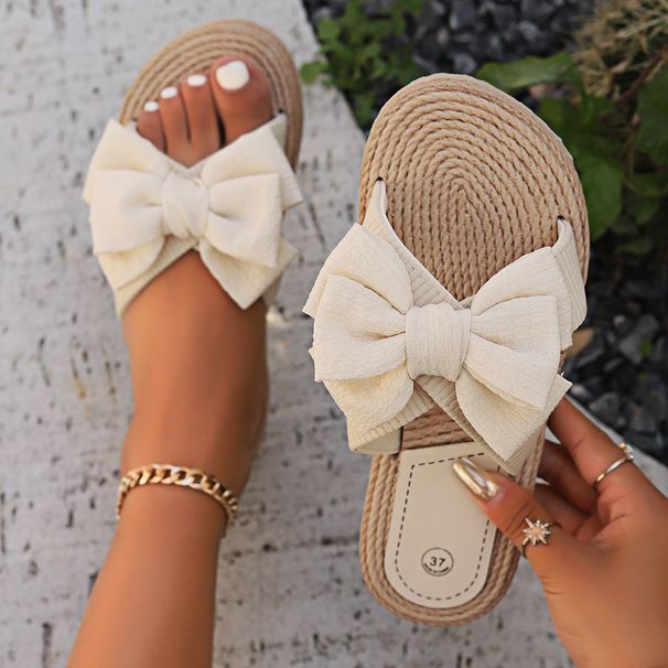 Women’s Shoes Straight Line Women's Rope Bottom Large Flower Fashion Casual Outdoor Wear Flat Slippers Hot Sale_vogvips.com