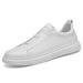 Large Size Cowhide Board Shoes Men's European Station Elastic Free Shoelaces White Shoes Casual Loafers Men's Shoes_vogvips.com