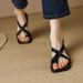 French Style Flat Toe Clip Sandals For Women 2024 Summer New Brown Retro Black Comfortable Roman Shoes_vogvips.com