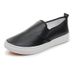Korean Style White Shoes For Women, Flat Non-Slip Work Shoes, Casual White Leather Slip-On Comfortable Nurse Shoes For Women_vogvips.com
