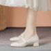 Women's Single 2025 Spring-summer New Style, Mid-heel French Mary Jane Shoes, Square Toe, Versatile, Elegant And_vogvips.com