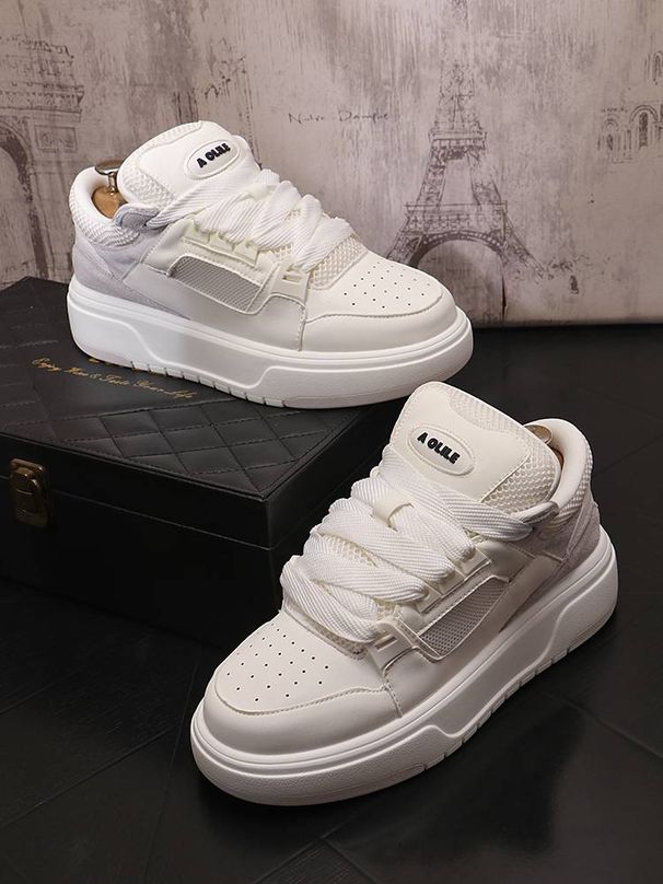 Small White New Breathable Mesh Cloth Thick Sole Increase Sports Casual Board Shoes_vogvips.com
