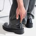 ShoeVault Top Layer Cowhide Niche Big Derby For Men British Style Black Round Toe Thick Sole Leather Height Increasing Commuter_vogvips.com