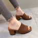 Knit High Heel Sandals With Chunky Block Heel Open Toe Summer Casual Fashion Footwear Flip Flops Thick Heel Knitted Wool High Heel Square Head Sandals_vogvips.com