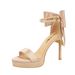 Women's Stiletto Heel Pumps French Style High Heeled Open Toe Waterproof Platform Sandals With A Large Bow At The Back Suitable For Women_vogvips.com
