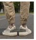shallow Pigskin + Mesh Casual Men's Board Shoes Ront Lace-up Breathable Lat Heel Board Shoes Men's Shoes_vogvips.com