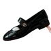 Cowhide Version Spring Versatile Small Leather Shoes Thick Heel Mary Jane Single Shoes Women's Commuter Shoes_vogvips.com