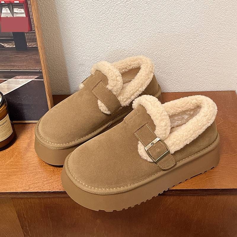 Women's Shoes Thick Soled Snow Boots For Women In Winter With Velvet Maillard Loafers New Slip On Retro_vogvips.com