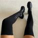 Autumn And Winter Thick Soled Knee Boots For Women With Elastic Fly Knitted Wool High Boots, Round Toe Breathable Single_vogvips.com