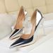 18188-1 European And American Style Heels Simple Thin Metal High Heel Shallow Mouth Pointed Toe Side Hollow Sexy Single_vogvips.com