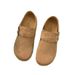Retro Buckle Flat Shoes For Women, 2025 Autumn New Korean Style Loafers, Thick-Soled Moccasins_vogvips.com