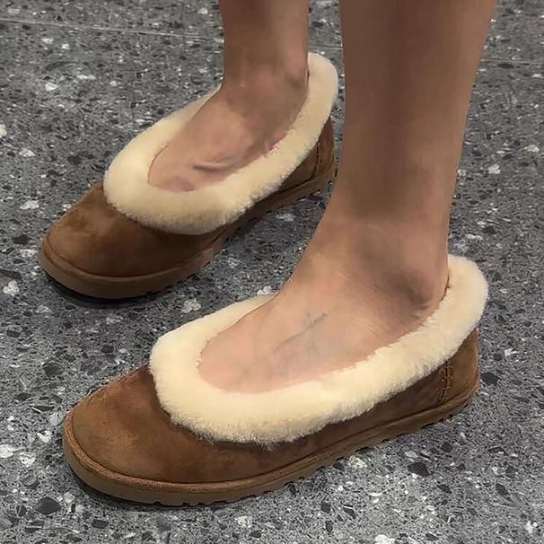 In Stock Ballet Snow Cotton For Women Thick Sole Slip-On Niche Furry Warm Autumn Winter Fleece Lined Single Shoes_vogvips.com