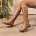 Women's Retro Slim Fit Boots Autumn New Style Plus Size Round Toe Side Zipper High Top Shoes_vogvips.com
