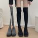 Square Toe Over The Knee Chunky Heeled Women's Boots, Autumn Style, Thick Soled Knitted Elastic Sock Boots, Women's High Heeled Slim Boots._vogvips.com