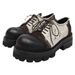 Men's Distressed Style Derby Shoes With Chunky Rubber Sole, Retro Suede Upper & Contrast Stitching, Round Toe Casual Footwear For Youth_vogvips.com