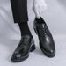 New Black And White Color-block Carved Brick Men's Shoes For Men's Business Leather British Derby Shoes Pointed Toe Banquet Wedding Leather Shoes_vogvips.com