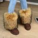 New Long Haired Boots For Women's Winter Hot Girls, Fashionable Thick Soled Midsole Boots, Imitation Fur Snow Boots_vogvips.com