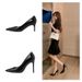 Spring New High Heels Stiletto Shallow Pointed Toe Professional Black OL Business Work Women Fashion Patent Leather_vogvips.com