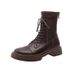 Women's Shoes Genuine Leather Chunky Heel Chelsea Boots With Elastic Gore Round Toe Slip-Resistant Mid-Calf Boots For Winter Spring Fall_vogvips.com