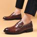 2024 New Leather Business Formal Casual Crocodile Pattern Men's British Korean Version Pointed Oversized Shoes_vogvips.com