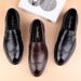 Euro Step Four Seasons New Top Layer Cowhide Loafers Slip-On Casual Business Brogue Men's Shoes With Carved Design_vogvips.com