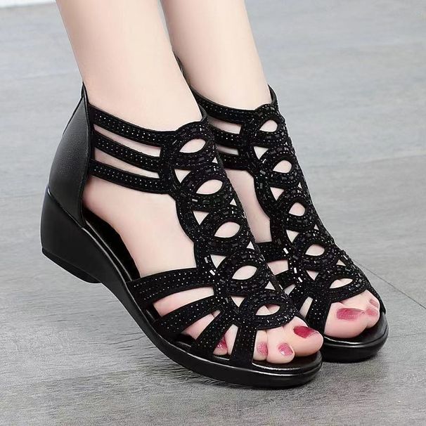 Leather Roman For Women Summer 2025 New Soft Sole Mom Fashionable Outdoor Women's Sandals Wedge Heel Shoes_vogvips.com